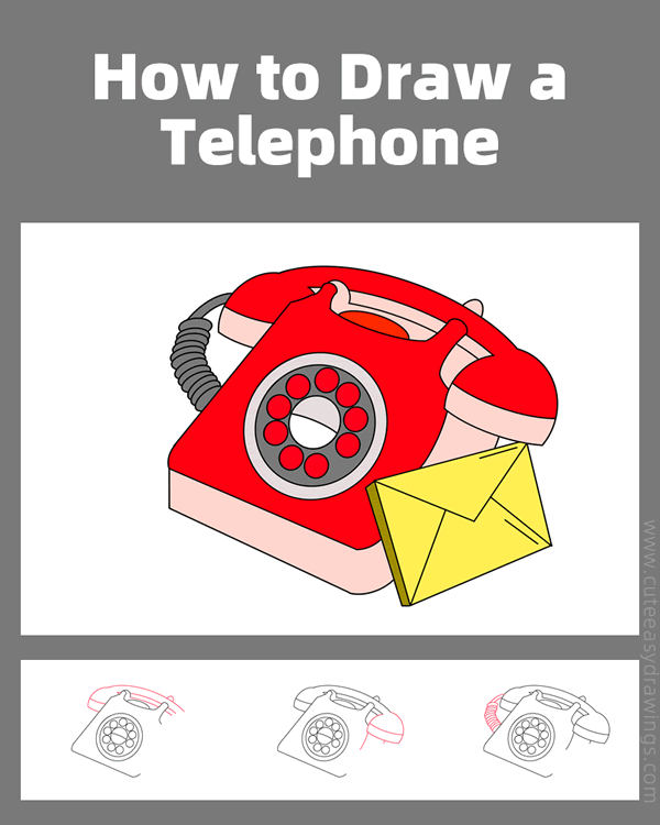 how to draw a telephone - www.cuteeasydrawings.com