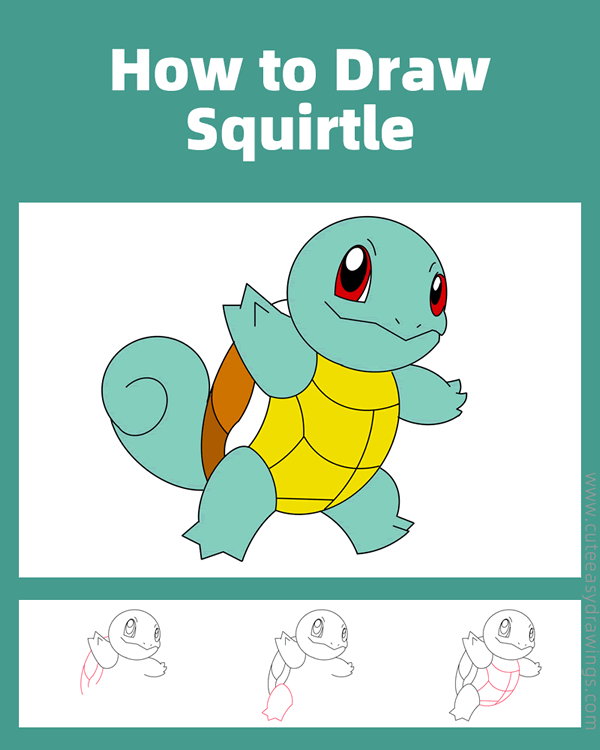 how to draw squirtle from pokemon - www.cuteeasydrawings.com