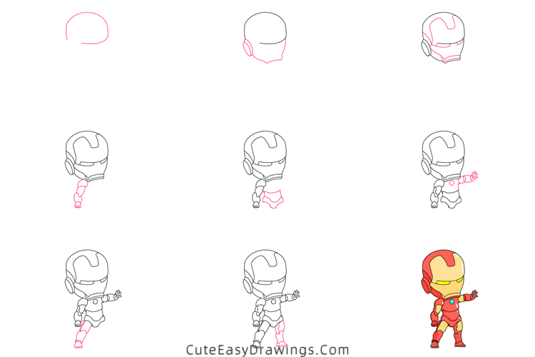 how to draw iron man - www.cuteeasydrawings.com