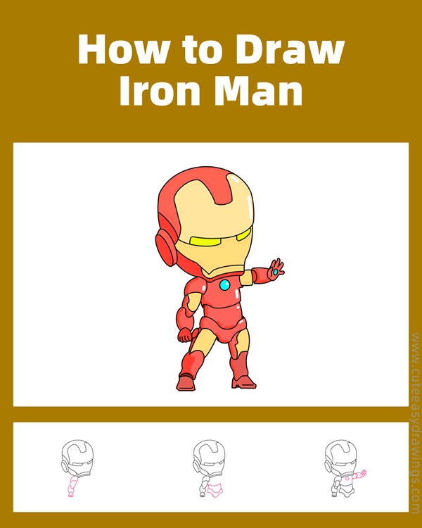 how to draw iron man - www.cuteeasydrawings.com