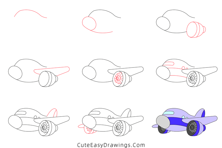 how to draw a plane - www.cuteeasydrawings.com