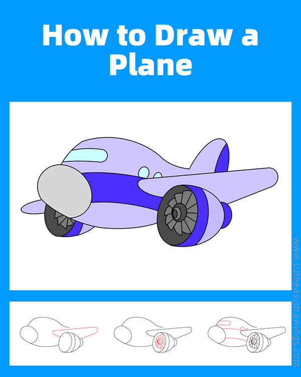 how to draw a plane - www.cuteeasydrawings.com