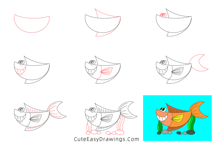 how to draw a sea fish - www.cuteeasydrawings.com