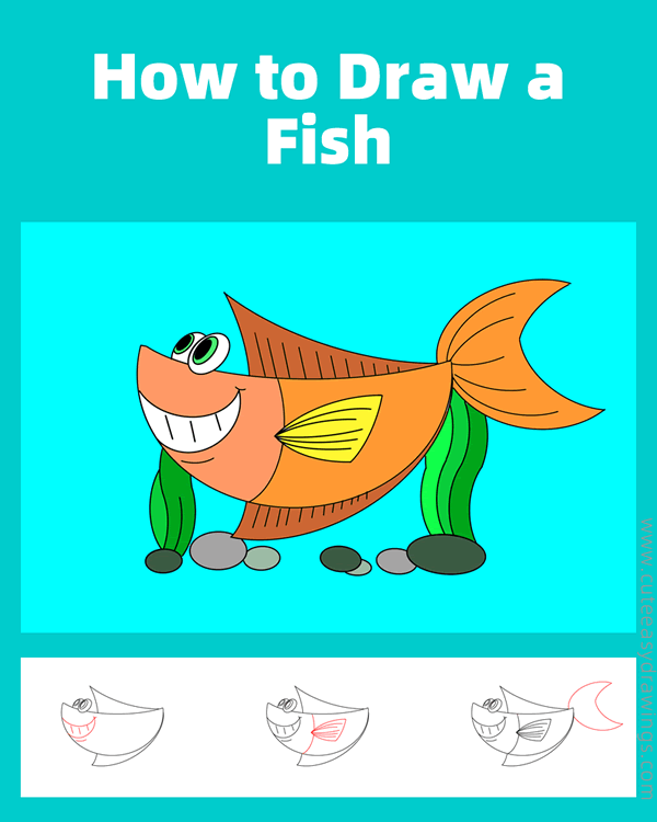 how to draw a sea fish - www.cuteeasydrawings.com