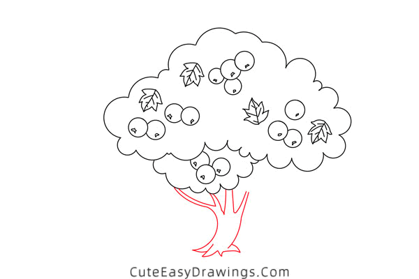 how to draw a fruit tree - www.cuteeasydrawings.com