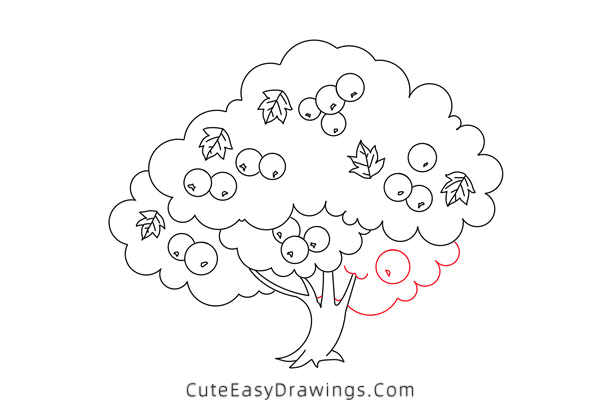 how to draw a fruit tree - www.cuteeasydrawings.com