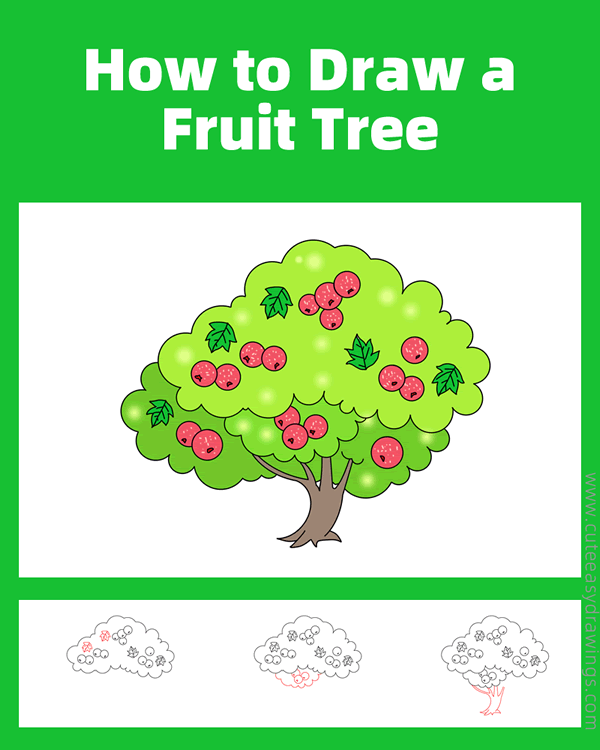 how to draw a fruit tree - www.cuteeasydrawings.com