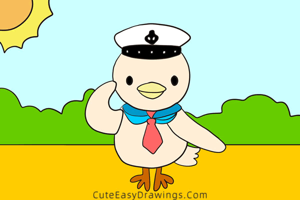 how to draw a seagull seaman - www.cuteeasydrawings.com