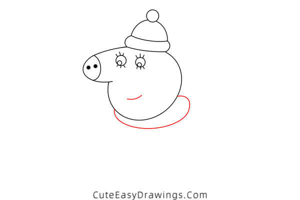 how to draw mummy pig from peppa pig - www.cuteeasydrawings.com