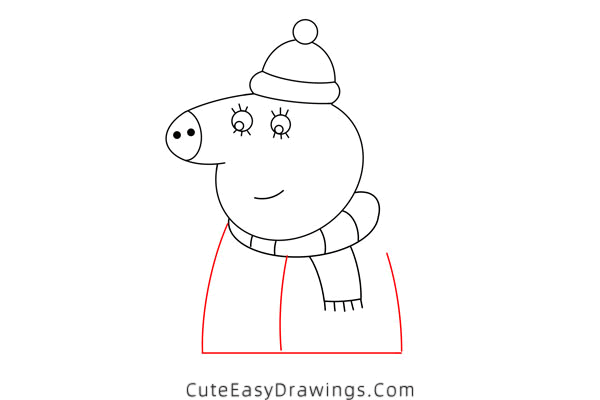 how to draw mummy pig from peppa pig - www.cuteeasydrawings.com