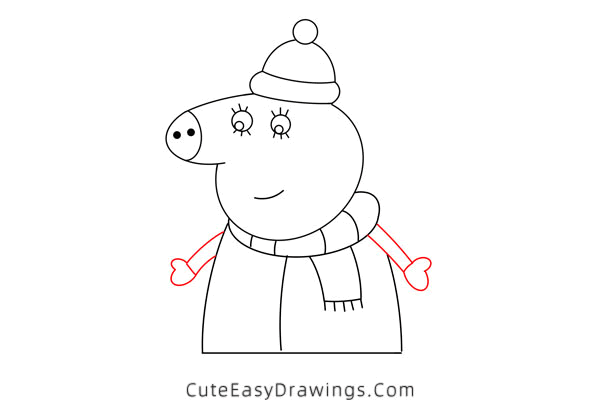 how to draw mummy pig from peppa pig - www.cuteeasydrawings.com