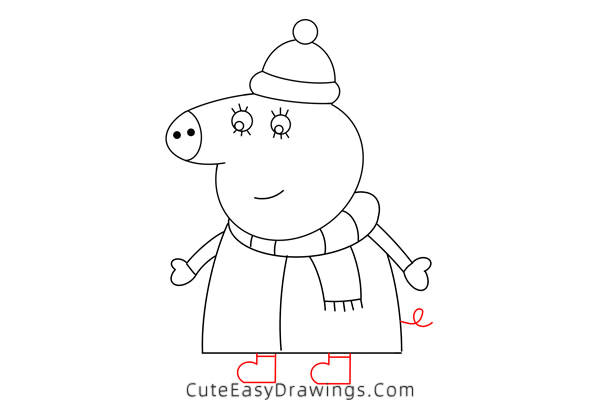 how to draw mummy pig from peppa pig - www.cuteeasydrawings.com