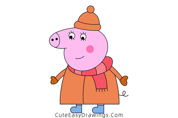 how to draw mummy pig from peppa pig - www.cuteeasydrawings.com