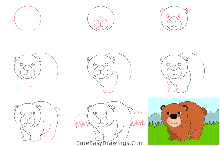 how to draw a bear - www.cuteeasydrawings.com