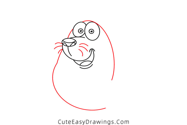 how to draw a funny sea lion - www.cuteeasydrawings.com