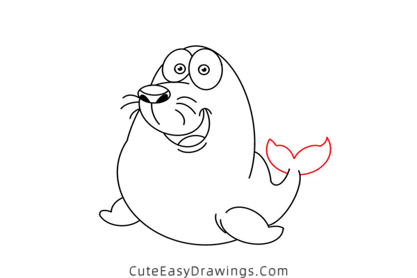 how to draw a funny sea lion - www.cuteeasydrawings.com