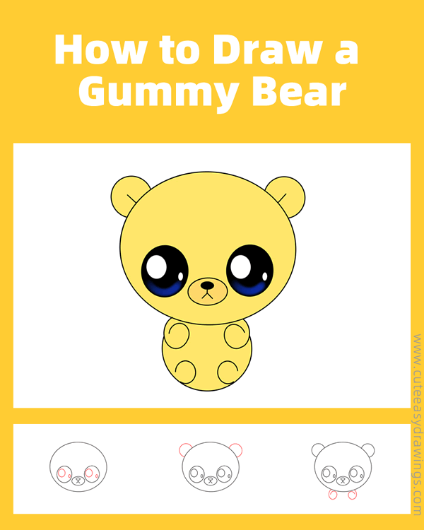 how to draw a gummy bear - www.cuteeasydrawings.com