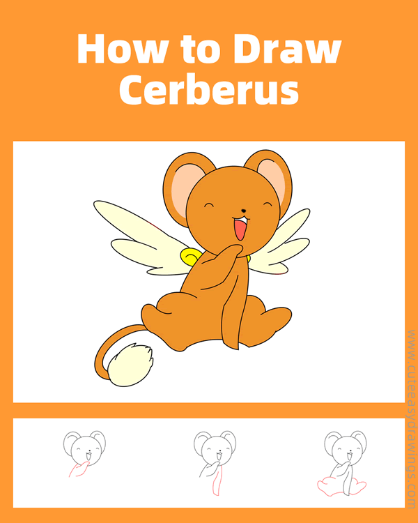 how to draw cerberus from cardcaptor sakura - www.cuteeasydrawings.com