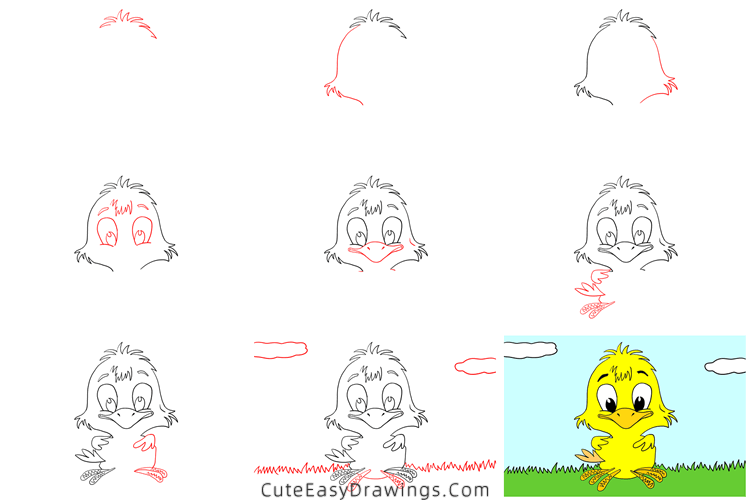 how to draw a baby chick - www.cuteeasydrawings.com