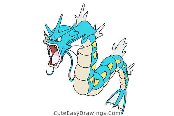 how to draw gyarados from pokemon - www.cuteeasydrawings.com