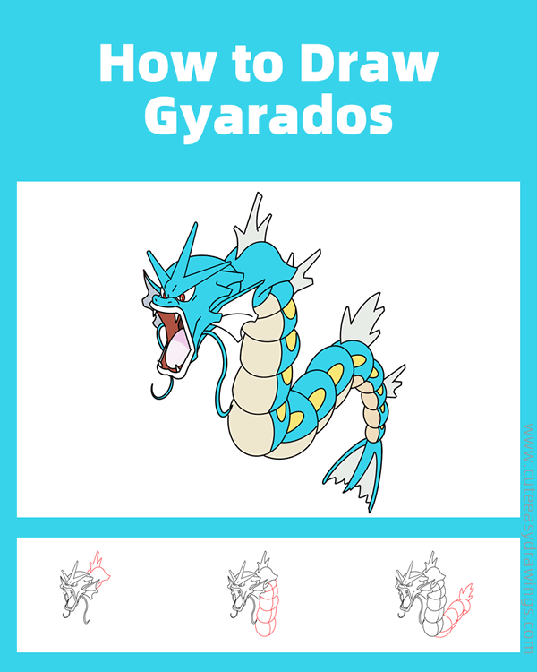 how to draw gyarados from pokemon - www.cuteeasydrawings.com