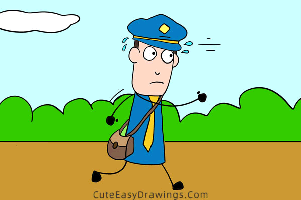 how to draw a postman - www.cuteeasydrawings.com