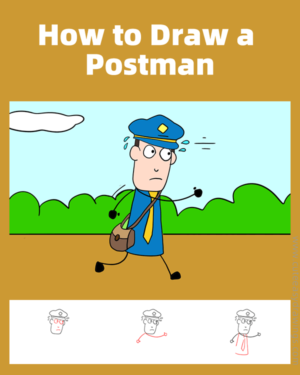 how to draw a postman - www.cuteeasydrawings.com