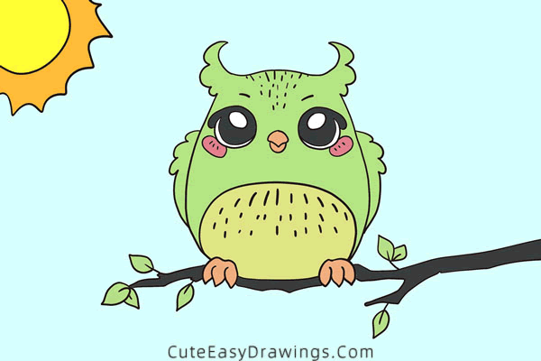 how to draw an owl - www.cuteeasydrawings.com