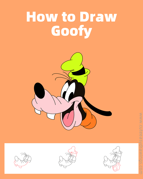 how to draw goofy face - www.cuteeasydrawings.com