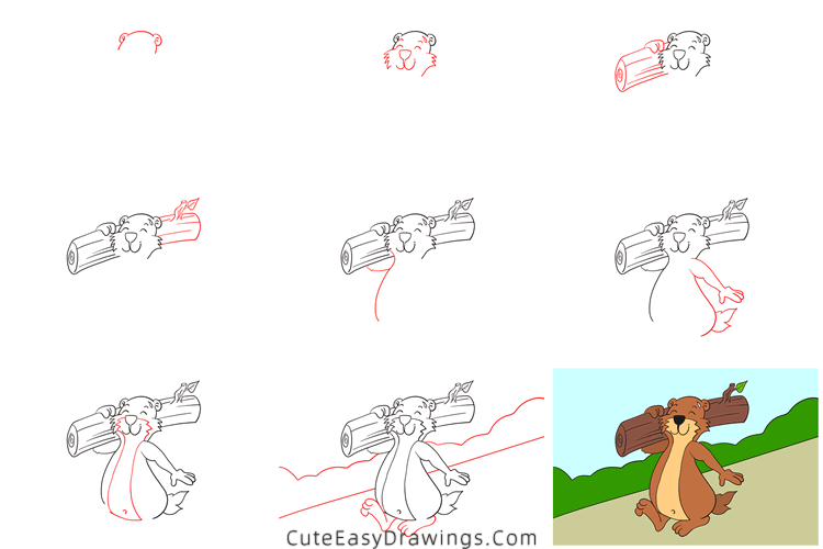 how to draw a marmot - www.cuteeasydrawings.com