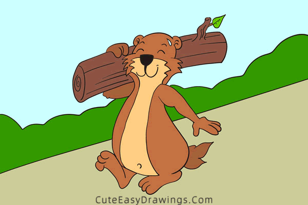 how to draw a marmot - www.cuteeasydrawings.com