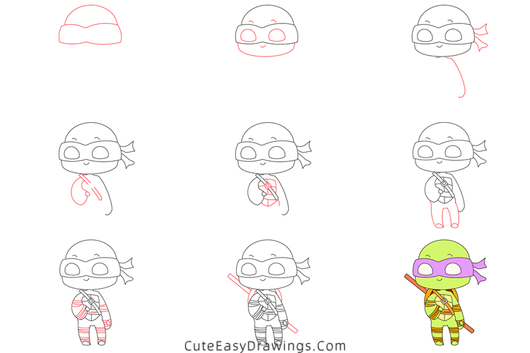 how to draw donatello from teenage mutant ninja turtles - www.cuteeasydrawings.com