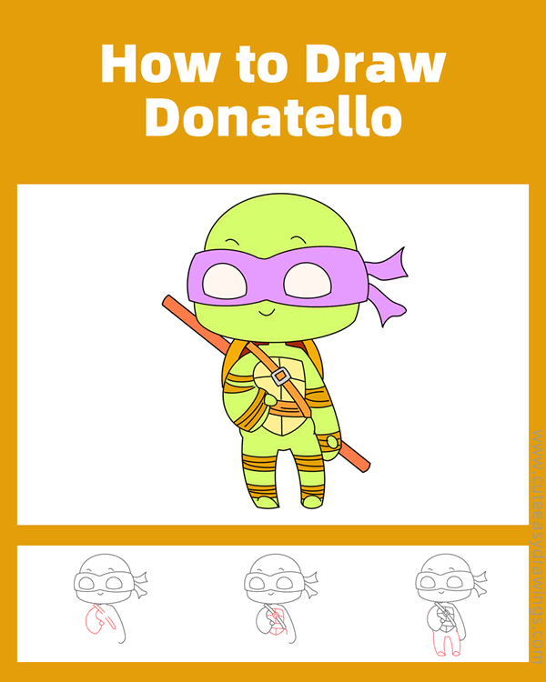 how to draw donatello from teenage mutant ninja turtles - www.cuteeasydrawings.com