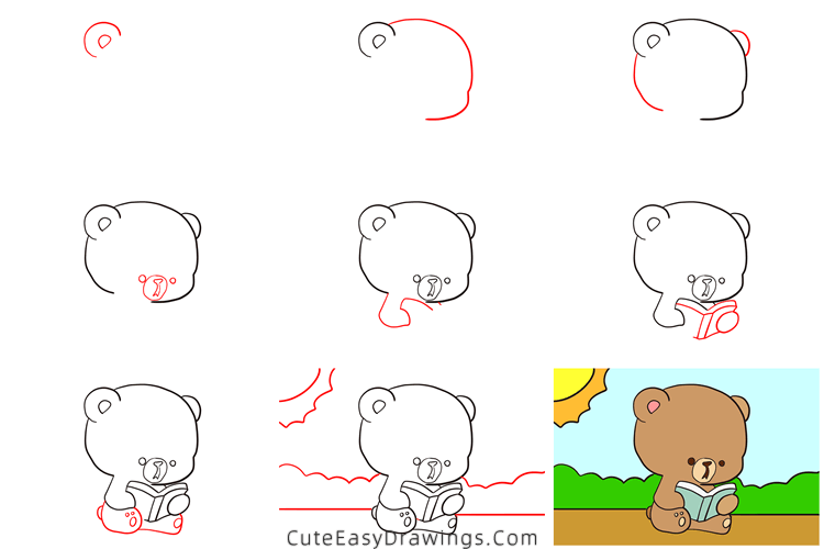 how to draw a baby bear - www.cuteeasydrawings.com