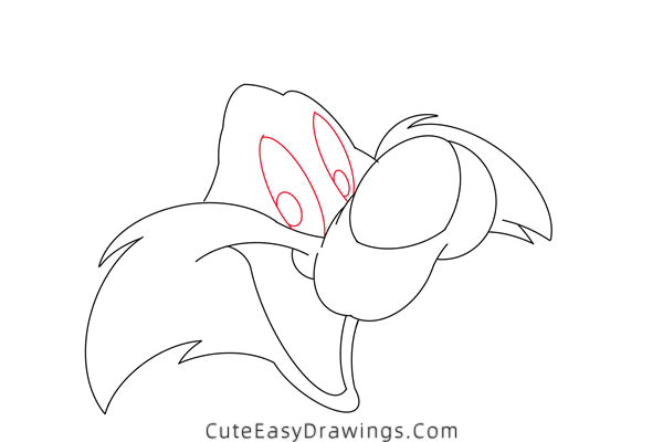 how to draw sylvester face - www.cuteeasydrawings.com