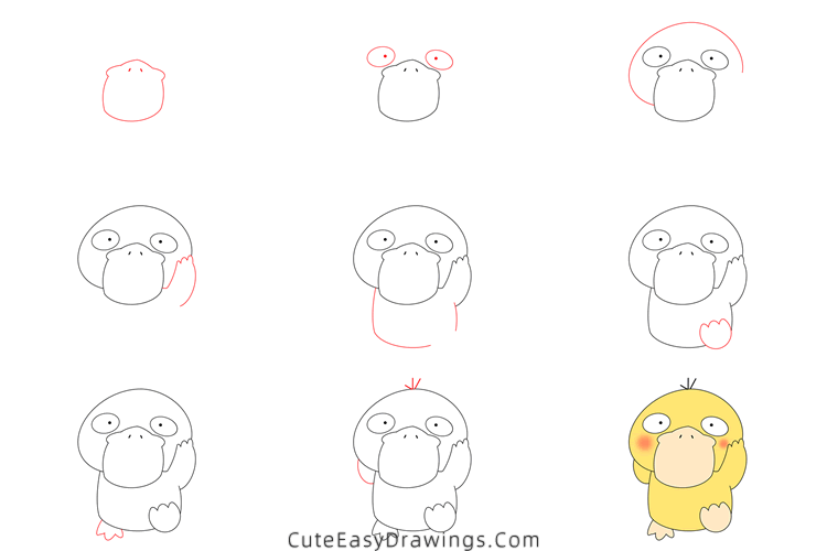 how to draw psyduck from pokemon - www.cuteeasydrawings.com