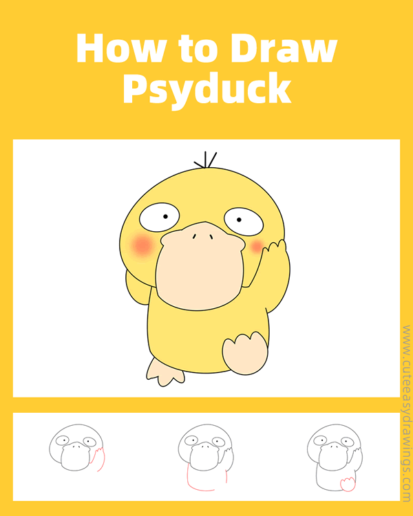 how to draw psyduck from pokemon - www.cuteeasydrawings.com