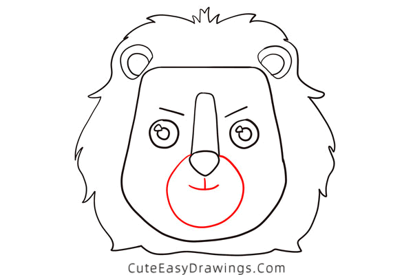 how to draw a lion face - www.cuteeasydrawings.com