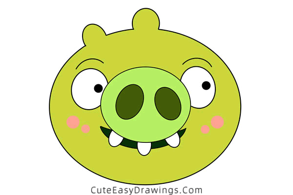 how to draw pig from angry birds - www.cuteeasydrawings.com