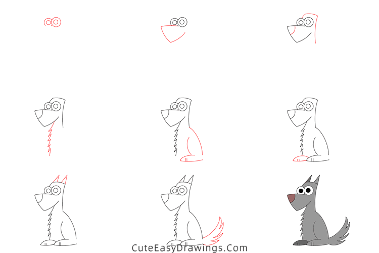 how to draw a wolf easy - www.cuteeasydrawings.com