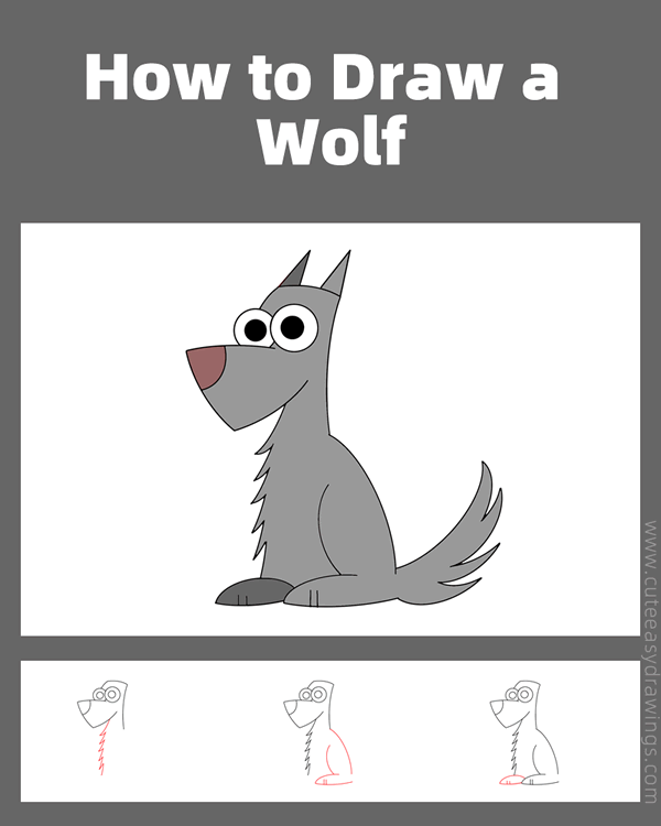 how to draw a wolf easy - www.cuteeasydrawings.com