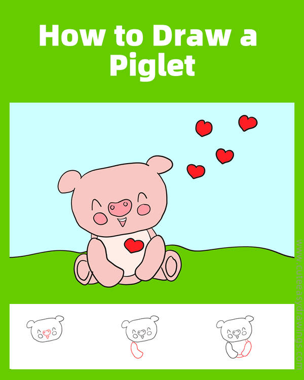 how to draw a piglet - www.cuteeasydrawings.com