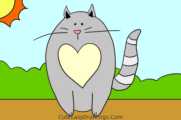 how to draw a fat cat - www.cuteeasydrawings.com