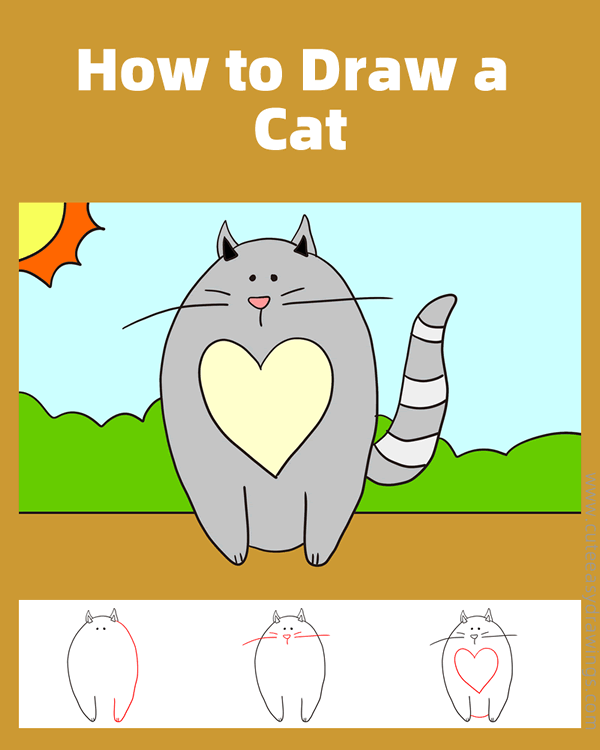 how to draw a fat cat - www.cuteeasydrawings.com