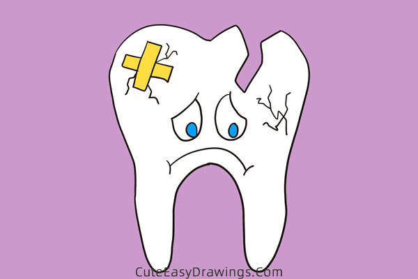 how to draw a tooth - www.cuteeasydrawings.com