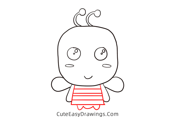 how to draw a cute bee - www.cuteeasydrawings.com