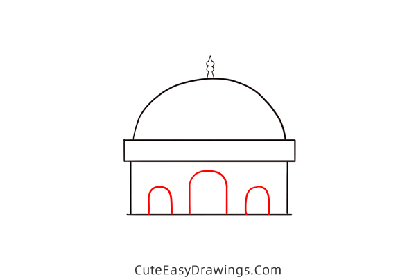 how to draw a mosque easy - www.cuteeasydrawings.com