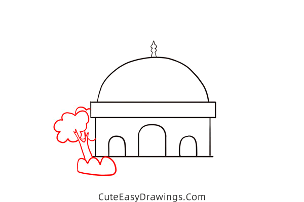 how to draw a mosque easy - www.cuteeasydrawings.com