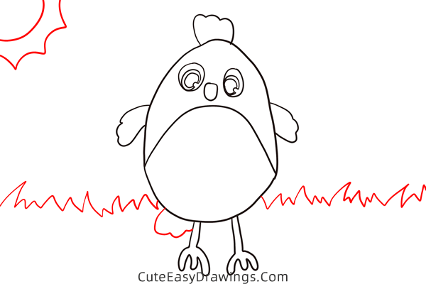 how to draw a hen easy - www.cuteeasydrawings.com