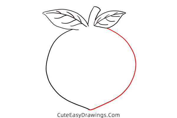 how to draw a peach - www.cuteeasydrawings.com